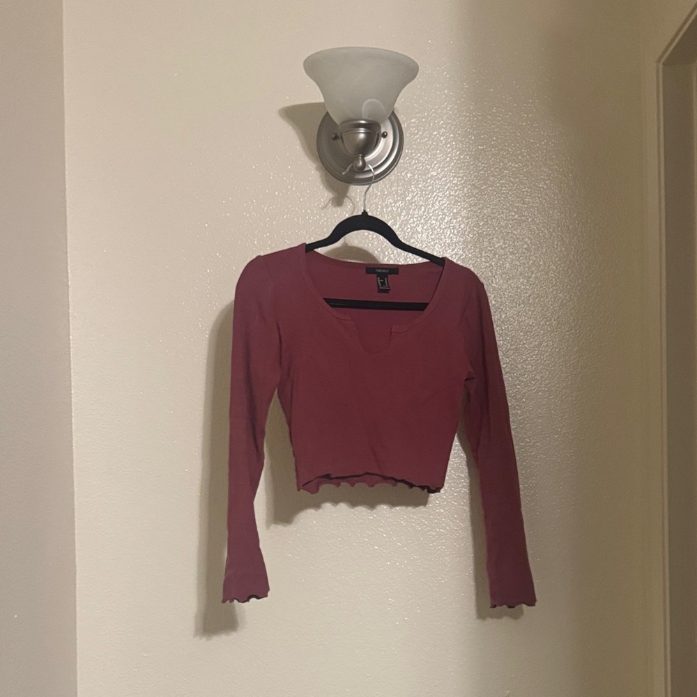 Mauve Long Sleeve Crop Top